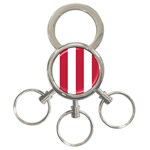 Vertical Stripes - White and Cardinal Red 3-Ring Key Chain