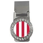 Vertical Stripes - White and Cardinal Red Money Clip (CZ)