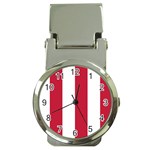 Vertical Stripes - White and Cardinal Red Money Clip Watch