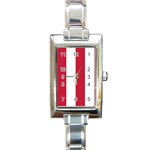 Vertical Stripes - White and Cardinal Red Rectangle Italian Charm Watch