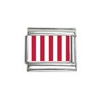 Vertical Stripes - White and Cardinal Red Italian Charm (9mm)