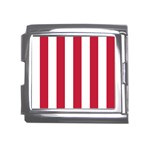 Vertical Stripes - White and Cardinal Red Mega Link Italian Charm (18mm)
