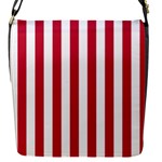 Vertical Stripes - White and Cardinal Red Flap Closure Messenger Bag (S)