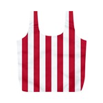 Vertical Stripes - White and Cardinal Red Full Print Recycle Bag (M)