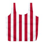 Vertical Stripes - White and Cardinal Red Full Print Recycle Bag (L)