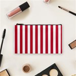 Vertical Stripes - White and Cardinal Red Cosmetic Bag (S)