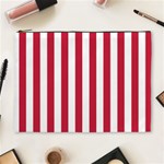 Vertical Stripes - White and Cardinal Red Cosmetic Bag (XL)