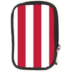 Vertical Stripes - White and Cardinal Red Compact Camera Leather Case
