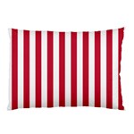 Vertical Stripes - White and Cardinal Red Pillow Case (One Side)