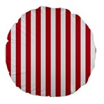 Vertical Stripes - White and Cardinal Red Large 18  Premium Round Cushion