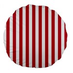 Vertical Stripes - White and Cardinal Red Large 18  Premium Flano Round Cushion