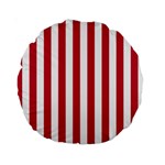 Vertical Stripes - White and Cardinal Red Standard 15  Premium Round Cushion