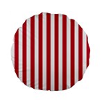 Vertical Stripes - White and Cardinal Red Standard 15  Premium Flano Round Cushion