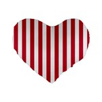 Vertical Stripes - White and Cardinal Red Standard 16  Premium Heart Shape Cushion