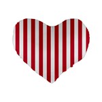 Vertical Stripes - White and Cardinal Red Standard 16  Premium Flano Heart Shape Cushion