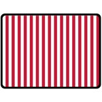 Vertical Stripes - White and Cardinal Red Fleece Blanket (Large) (One Side)
