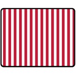 Vertical Stripes - White and Cardinal Red Fleece Blanket (Medium) (One Side)