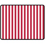 Vertical Stripes - White and Cardinal Red Double Sided Fleece Blanket (Medium) (Two Sides)