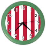 Vertical Stripes - White and Cardinal Red Color Wall Clock