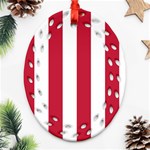 Vertical Stripes - White and Cardinal Red Ornament (Bell) Ornament (Oval Filigree)