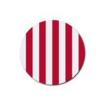 Vertical Stripes - White and Cardinal Red Rubber Round Coaster (4 pack)