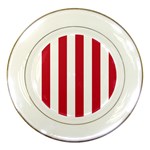 Vertical Stripes - White and Cardinal Red Porcelain Plate