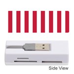 Vertical Stripes - White and Cardinal Red Memory Card Reader (Stick)