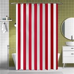 Vertical Stripes - White and Cardinal Red Shower Curtain 48  x 72  (Small)