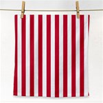 Vertical Stripes - White and Cardinal Red Face Towel