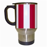 Vertical Stripes - White and Cardinal Red Travel Mug (White)