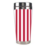 Vertical Stripes - White and Cardinal Red Stainless Steel Travel Tumbler