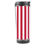 Vertical Stripes - White and Cardinal Red Travel Tumbler