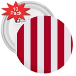 Vertical Stripes - White and Cardinal Red 3  Button (10 pack)