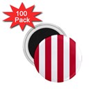 Vertical Stripes - White and Cardinal Red 1.75  Magnet (100 pack)