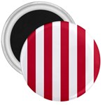Vertical Stripes - White and Cardinal Red 3  Magnet