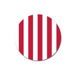 Vertical Stripes - White and Cardinal Red Magnet 3  (Round)
