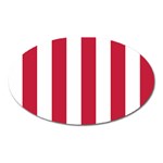 Vertical Stripes - White and Cardinal Red Magnet (Oval)