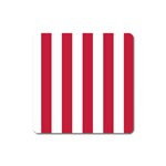Vertical Stripes - White and Cardinal Red Magnet (Square)