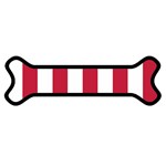 Vertical Stripes - White and Cardinal Red Magnet (Dog Bone)