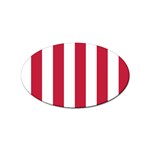 Vertical Stripes - White and Cardinal Red Sticker Oval (100 pack)