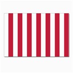 Vertical Stripes - White and Cardinal Red Postcard 4  x 6 