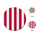 Vertical Stripes - White and Cardinal Red Playing Cards (Round)