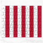 Vertical Stripes - White and Cardinal Red Jigsaw Puzzle (Rectangular)