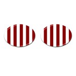 Vertical Stripes - White and Dark Red Cufflinks (Oval)