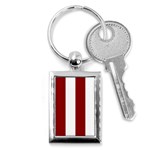 Vertical Stripes - White and Dark Red Key Chain (Rectangle)