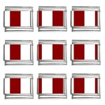 Vertical Stripes - White and Dark Red 9mm Italian Charm (9 pack)