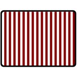 Vertical Stripes - White and Dark Red Double Sided Fleece Blanket (Large) (Two Sides)