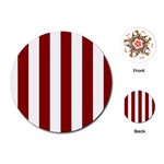 Vertical Stripes - White and Dark Red Playing Cards (Round)