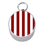 Vertical Stripes - White and Dark Red Silver Compass (Mini)
