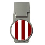 Vertical Stripes - White and Maroon Red Money Clip (Round)